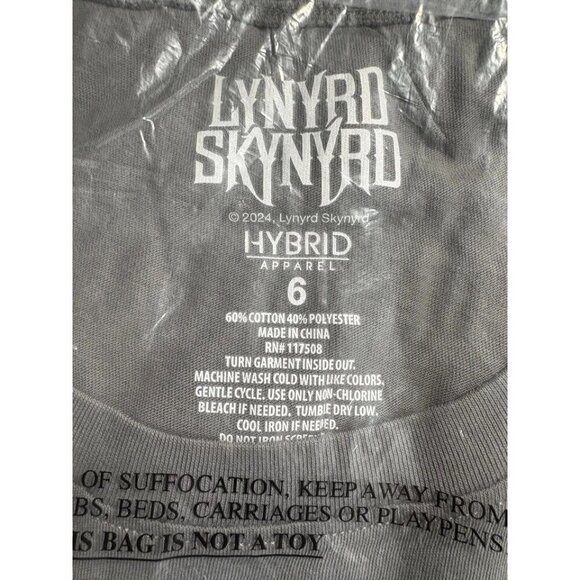 Lynyrd Skynyrd +6 Logo Gray Slashed Neck American Eagle Graphic 3/4 Sleeve Tee - Picture 6 of 6